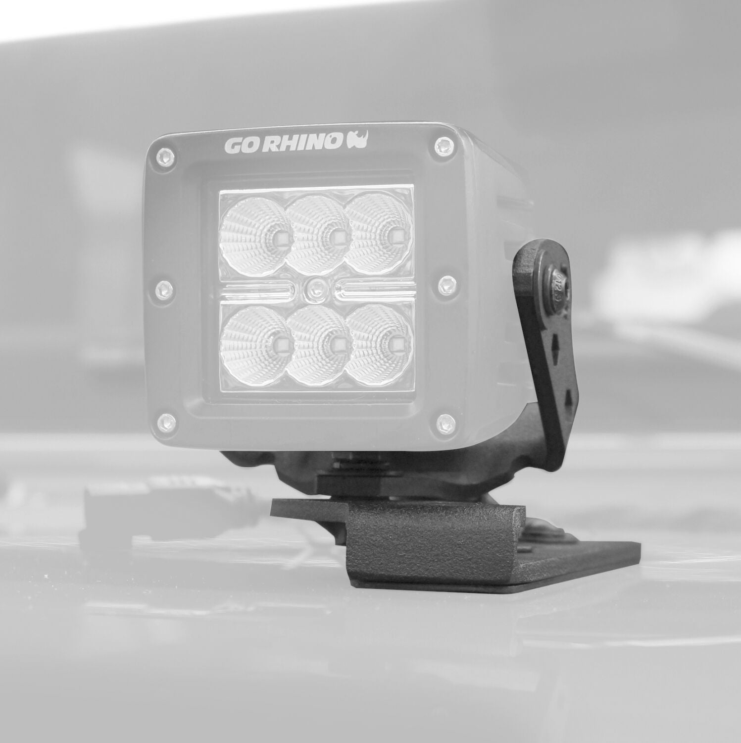 XE Center Hood Light Mount for 3 inch Cube LED Lights Textured Black 2018-2026 Jeep Wrangler JL 2020-2025 Jeep Gladiator Go Rhino