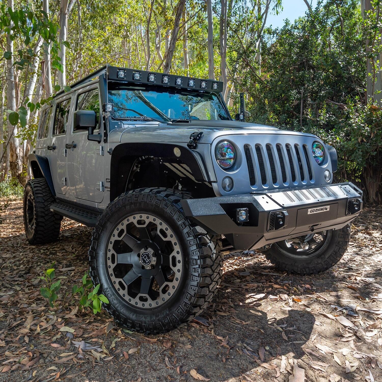 WLF Windshield Light Mount Frame Compatible with Rigid D-Series Dually Textured Black For 2007-2018 Jeep Wrangler JK Go Rhino