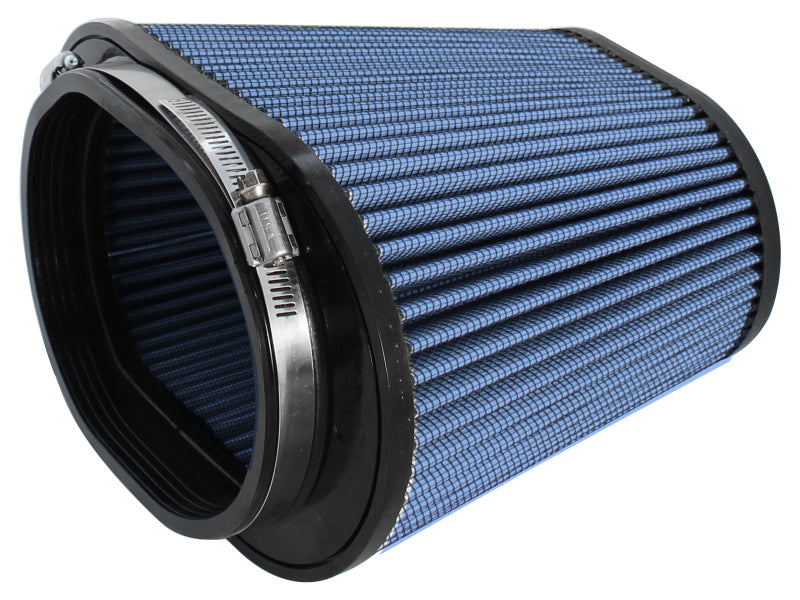 afe Magnum FORCE replacement air filter featuring a blue mesh design, designed for improved airflow and engine performance.
