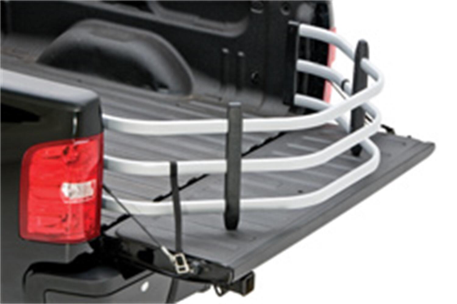 Silver BedXtender HD Tailgate Bed Extender Sport For Silverado/Sierra Ford F150/F250/F350 (Excl models with Tailgate Step) Nissan Titan Dodge Ram 1500/2500/3500 (Dually requires kit 74610-01A) Ram 1500 Classic Toyota Tundra Standard Bed AMP Research