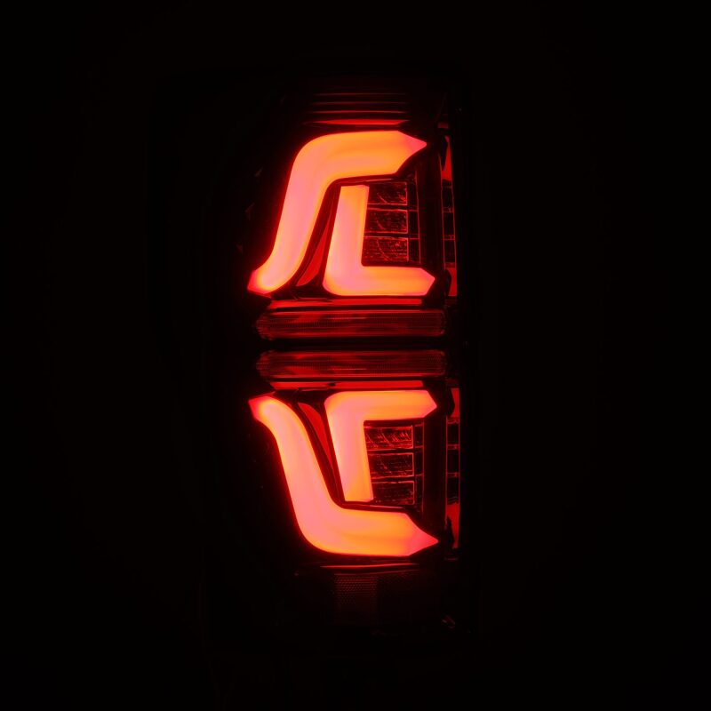 AlphaRex PRO-Series LED tail lights for 17-19 Ford F250 Super Duty, featuring a sleek red smoke design.