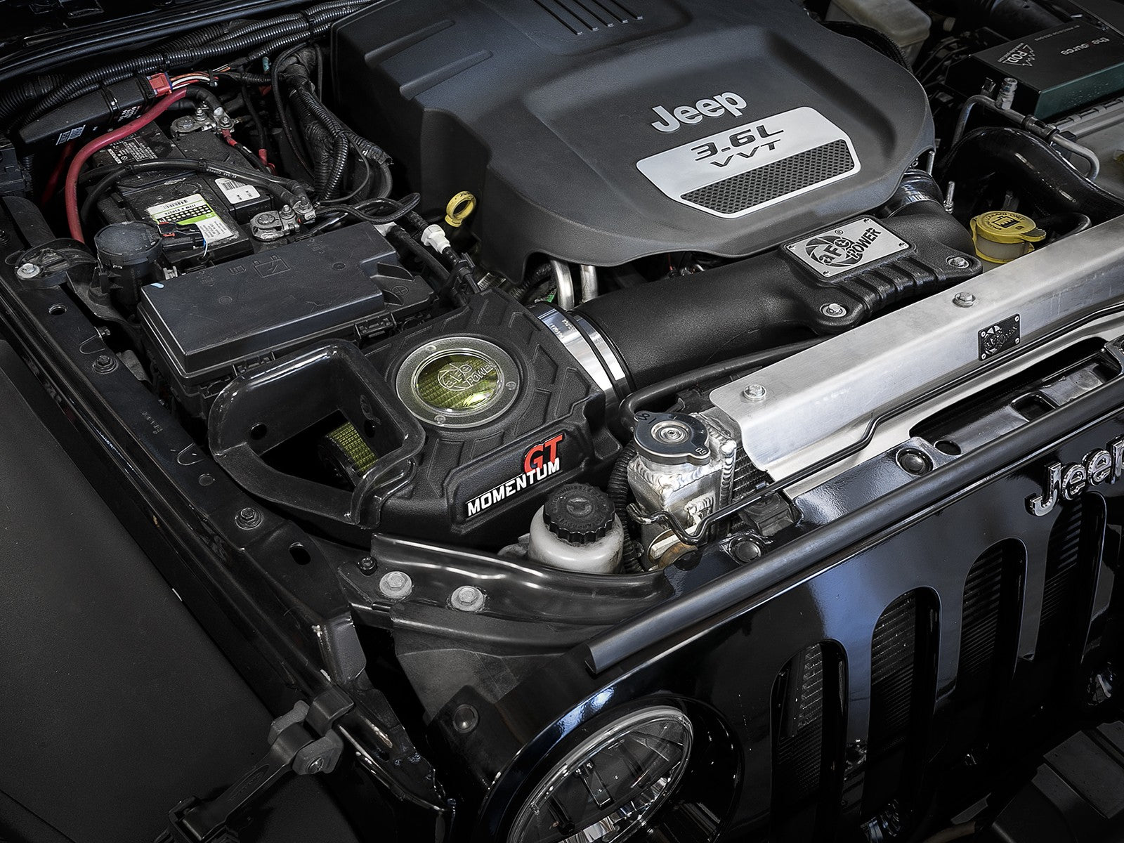 Momentum GT Cold Air Intake System w/ Pro Guard 7 Filter Jeep Wrangler (JK) 12-18 V6-3.6L 12 ft-lbs Torque Gain aFe Power