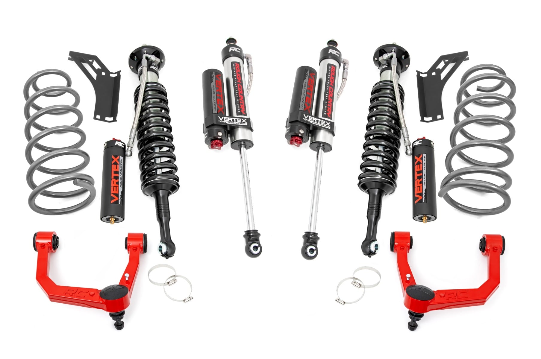 3 Inch Lift Kit Upper Control Arms RR Coils Vertex Red Toyota 4Runner (10-24) Rough Country