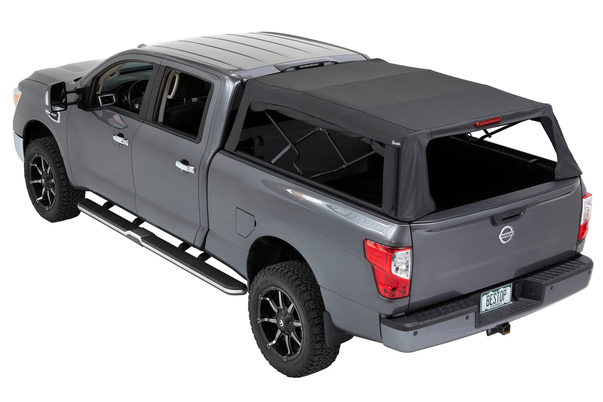 Supertop Truck Bed Cap 2 For Nissan 2004-2024 Titan 5.5 Foot Black Diamond PVC Coated Sailcloth No Drill Bestop