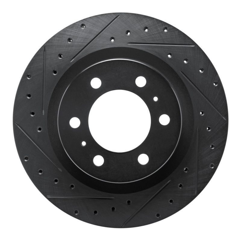 R1 2022-2025 Lexus LX600 Front Left Drilled & Slotted Black Brake Rotor