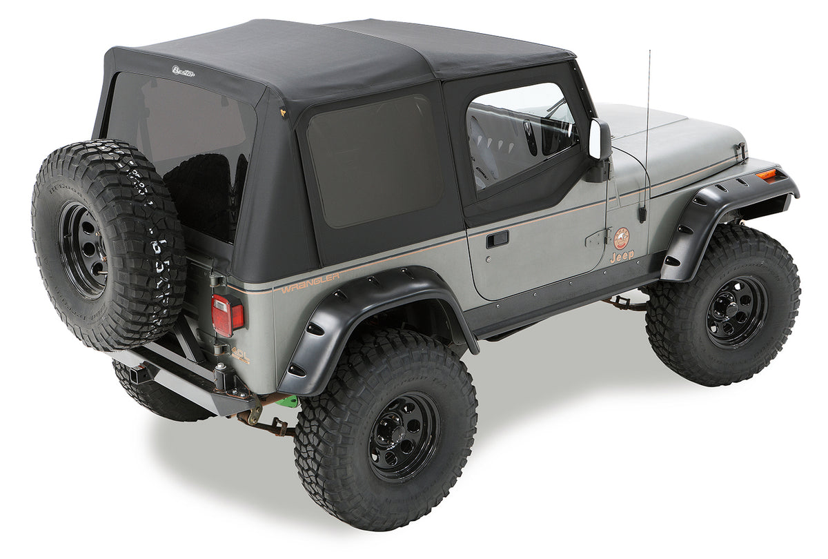 Replace-A-Top for OEM Hardware For Jeep 2003-2006 Wrangler TJ Tinted Black Diamond Sailcloth Upper Door Skins Included Bestop