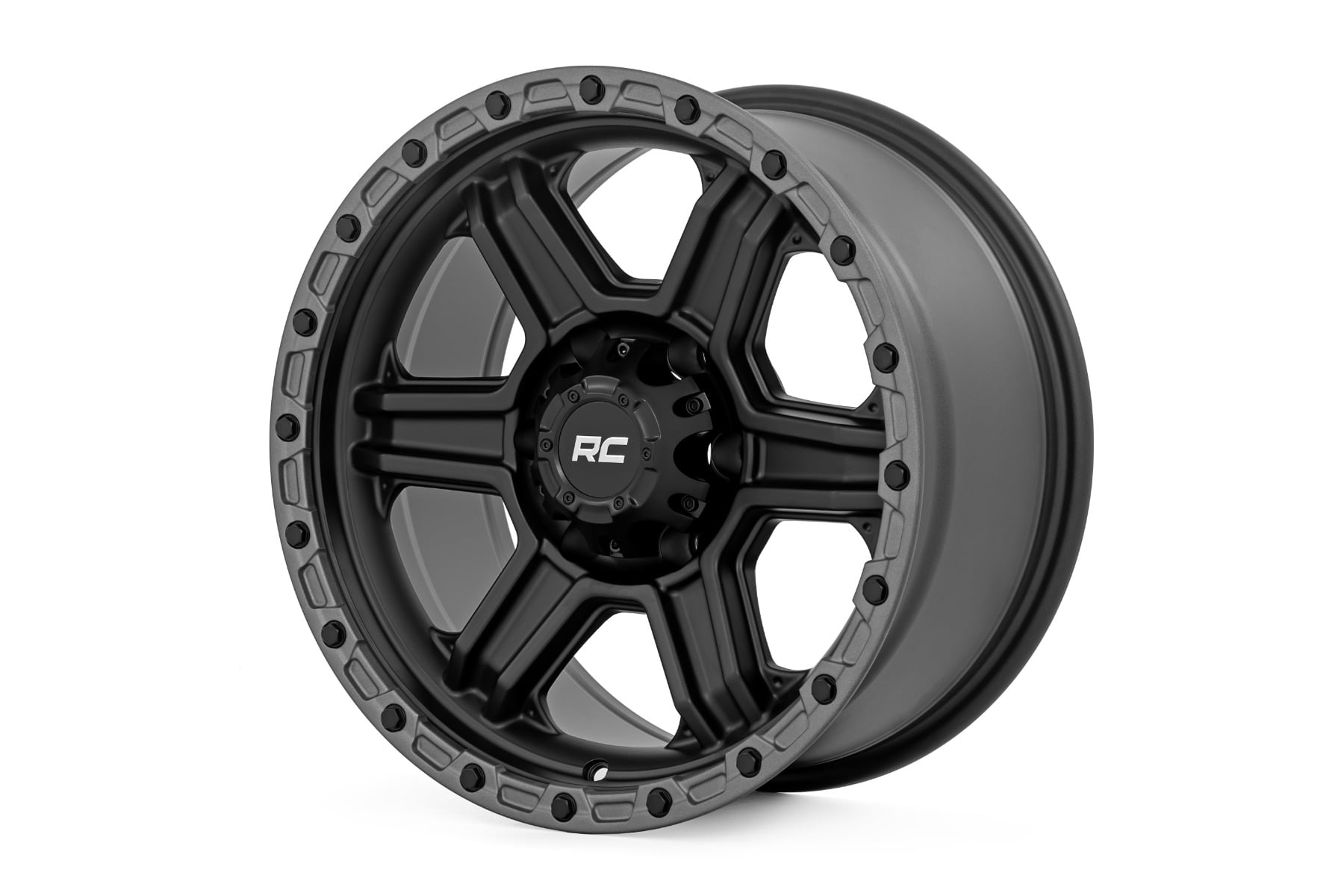79 Series Wheel One-Piece Semi Gloss Black w/Gunmetal Ring 17x8.5 6x5.5 0mm Rough Country