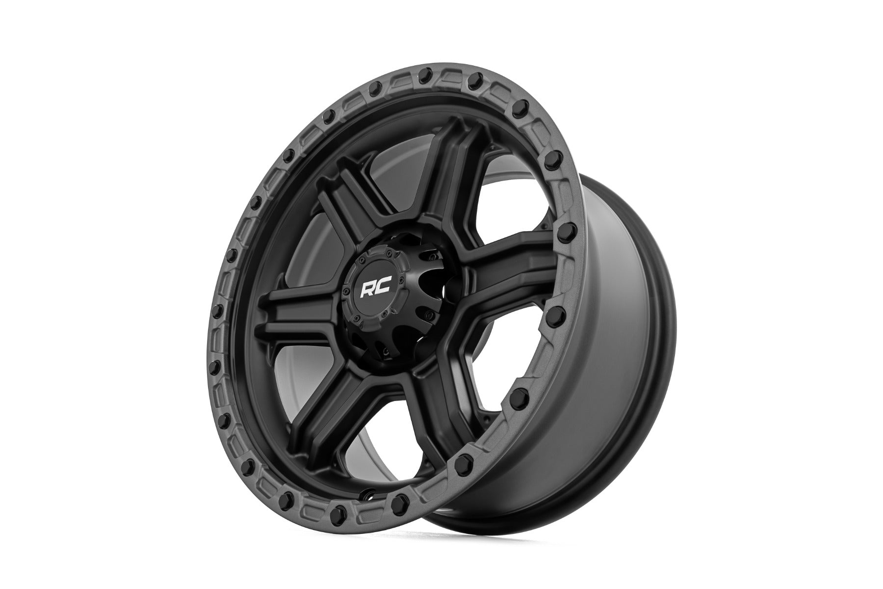 79 Series Wheel One-Piece Semi Gloss Black w/Gunmetal Ring 17x8.5 6x5.5 0mm Rough Country