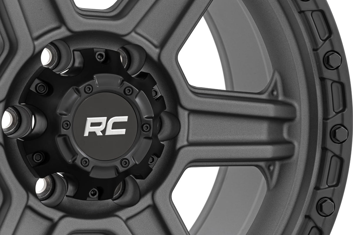 79 Series Wheel One-Piece Gunmetal Gray w/Black Ring 17x8.5 6x5.5 0mm Rough Country