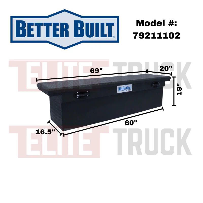 Better Built 69" Matte Black Aluminum Low Profile Deep Crossover Tool Box Model 79211102