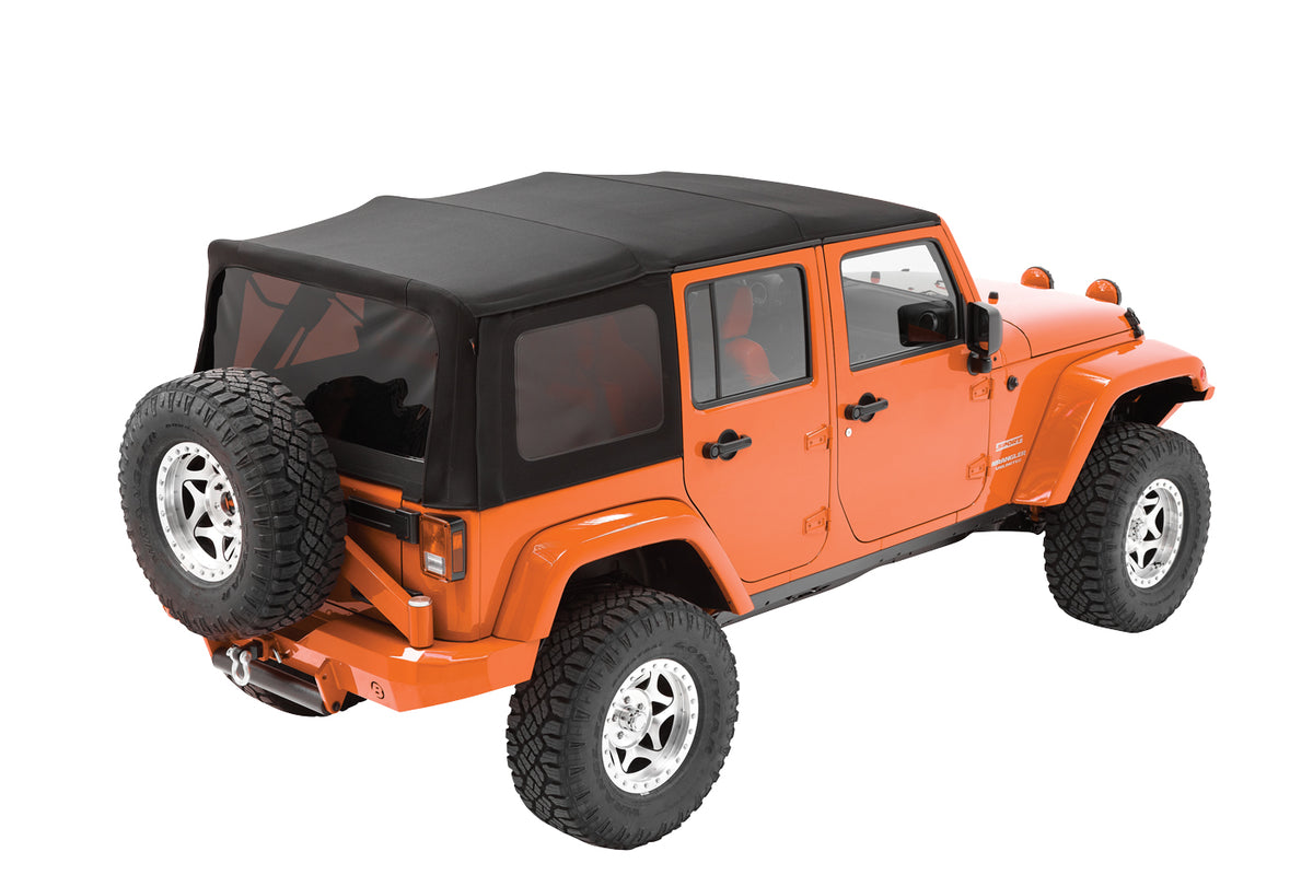 Replace-A-Top OE Exact (OEX) Fabric for OEM Hardware For Jeep 2010-2018 Wrangler JK 4 Door Tinted Black Diamond Sailcloth Bestop