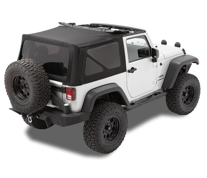 Replace-A-Top for OEM Hardware For Jeep 2010-2018 Wrangler JK 2 Door Tinted Black Premium Twill No Door Skins Included Bestop