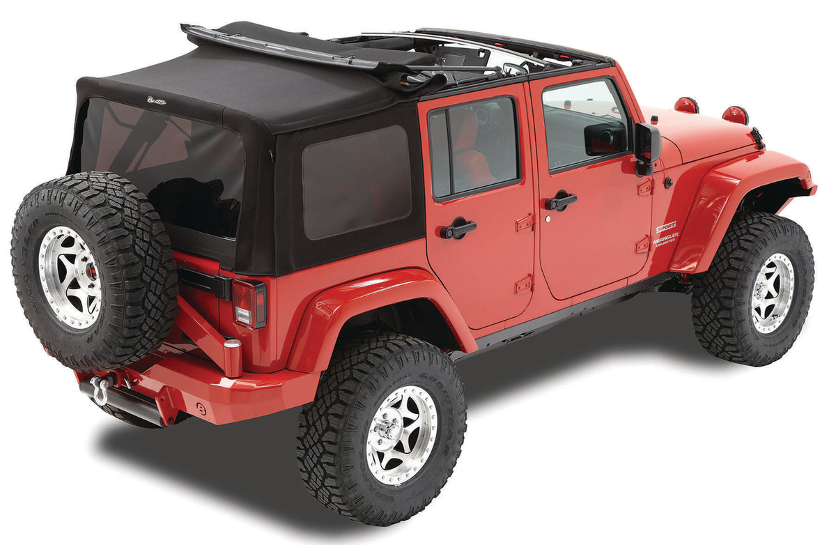 Replace-A-Top for OEM Hardware For Jeep 2010-2018 Wrangler JK 4 Door Tinted Black Premium Twill No Door Skins Included Bestop