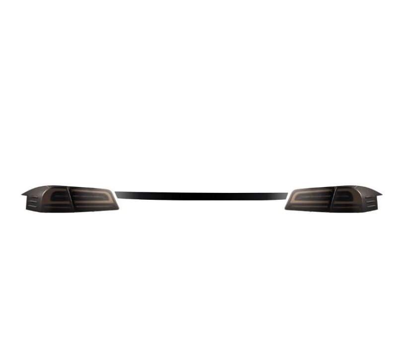 AlphaRex LUXX-Series LED tail lights for 12-21 Tesla Model S in black, featuring a sleek design and enhanced visibility.