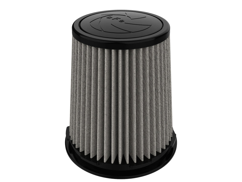 afe Momentum Intake Replacement Air Filter with a cylindrical design, featuring a black top and pleated filter material for optimal airflow.