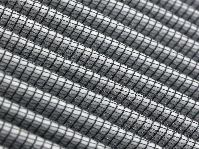 Close-up of the afe Magnum FORCE intake replacement air filter, showcasing its intricate mesh design and dimensions.