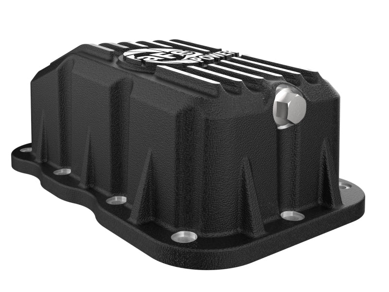 aFe POWER transmission pan for Jeep Wrangler JL 2018-2025, designed for L4-2.0L engines, featuring a durable black finish.