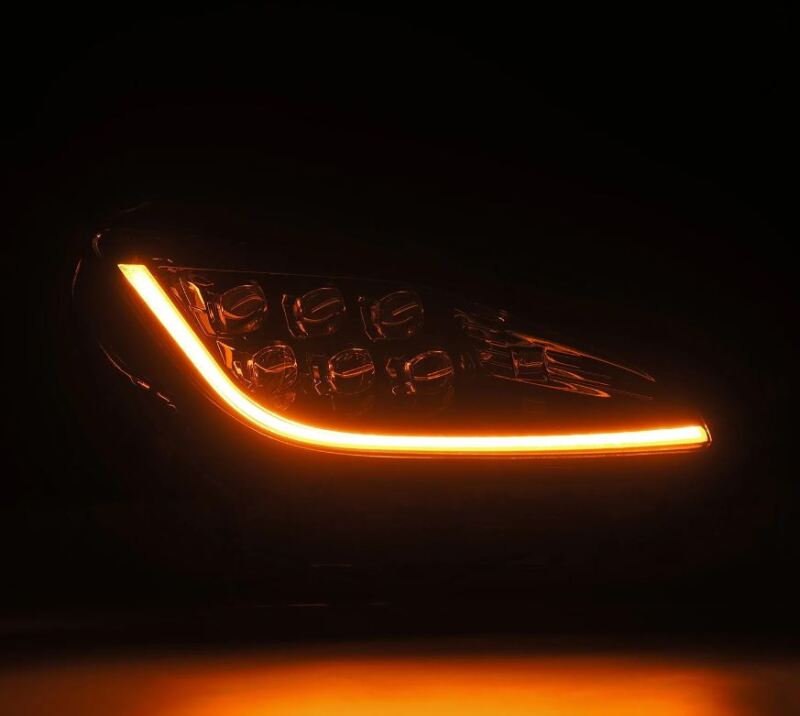 AlphaRex NOVA-Series LED projector headlights for 21-23 Toyota GR86 and Subaru BRZ in alpha black with amber accents.