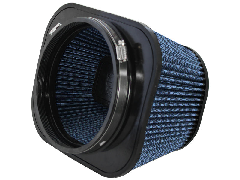 Universal air filter with a blue pleated design, featuring a durable black frame and multiple dimensions for optimal airflow.