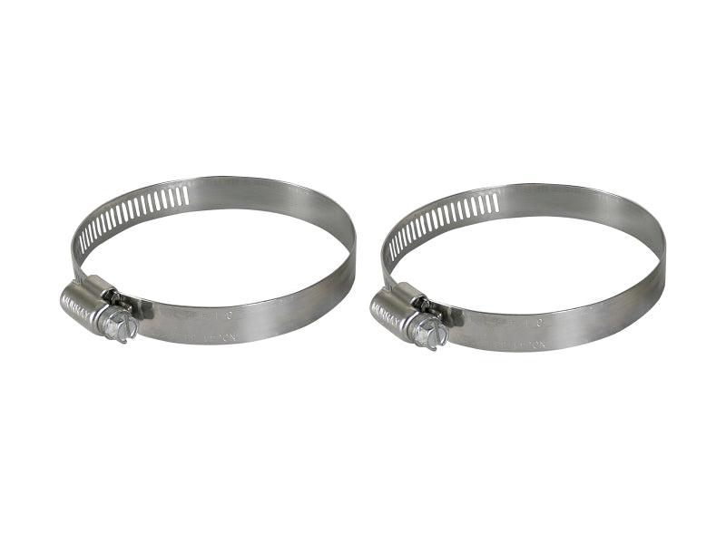 afe Magnum FORCE Replacement Clamp Kit includes two stainless steel clamps, adjustable from 2-5/16 to 3-1/4 inches in diameter.