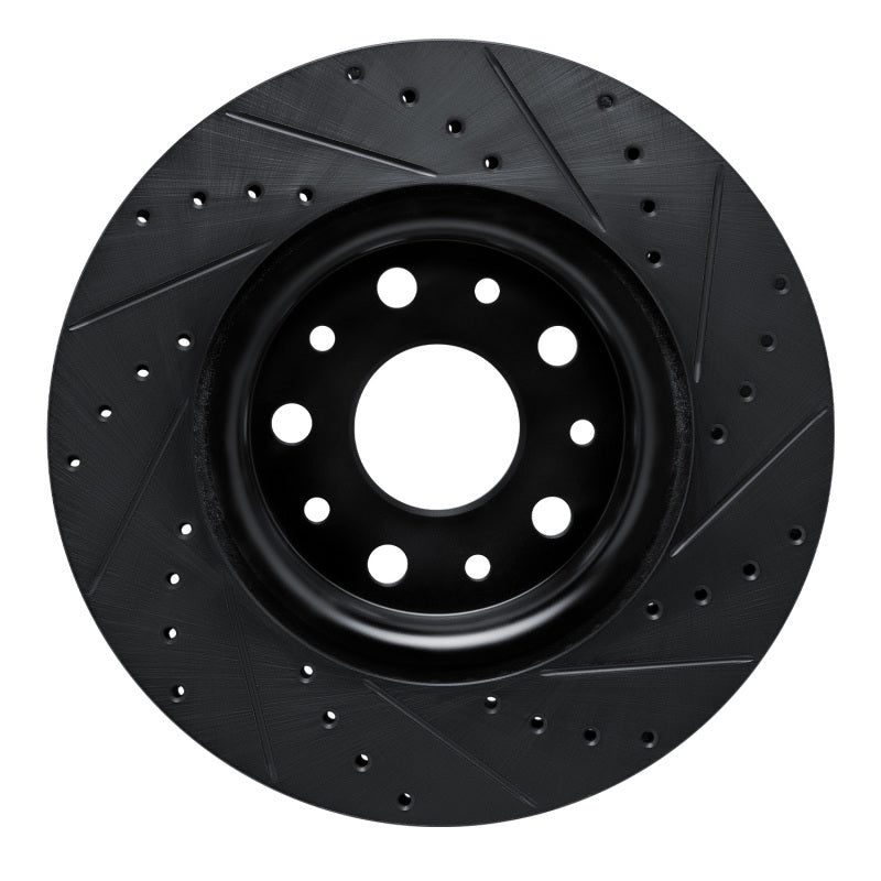 R1 18-25 Jeep Wrangler Front Left Drilled & Slotted Black Brake Rotor