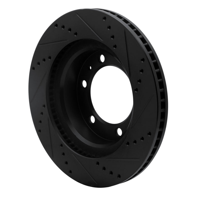R1 03-23 Toyota Tacoma Front Left Drilled & Slotted Black Brake Rotor