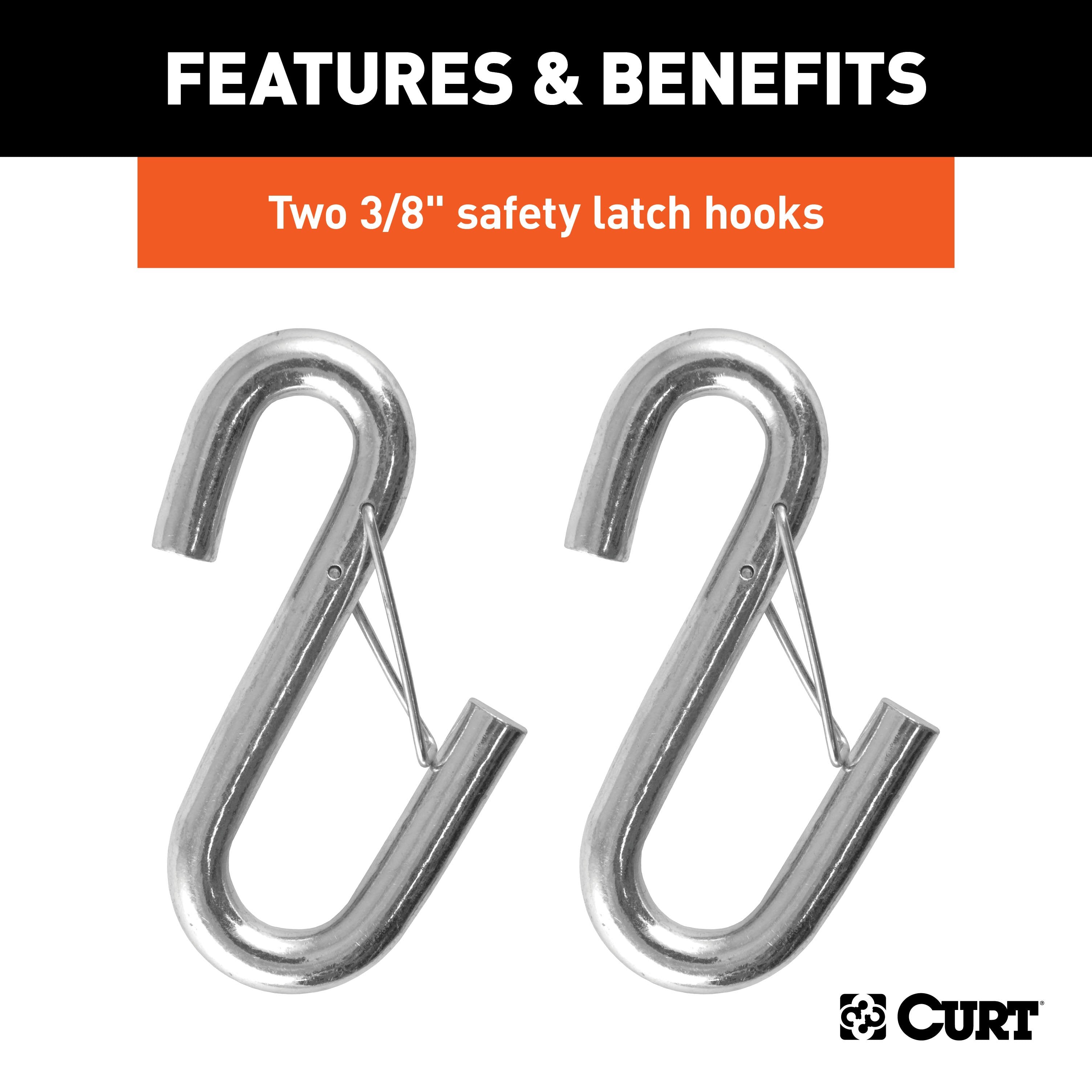 CURT 43-7/8-Inch Vinyl-Coated Trailer Safety Cables, 3/8-In Snap Hooks, 3,500 lbs Break Strength, 2-Pack Model 80136