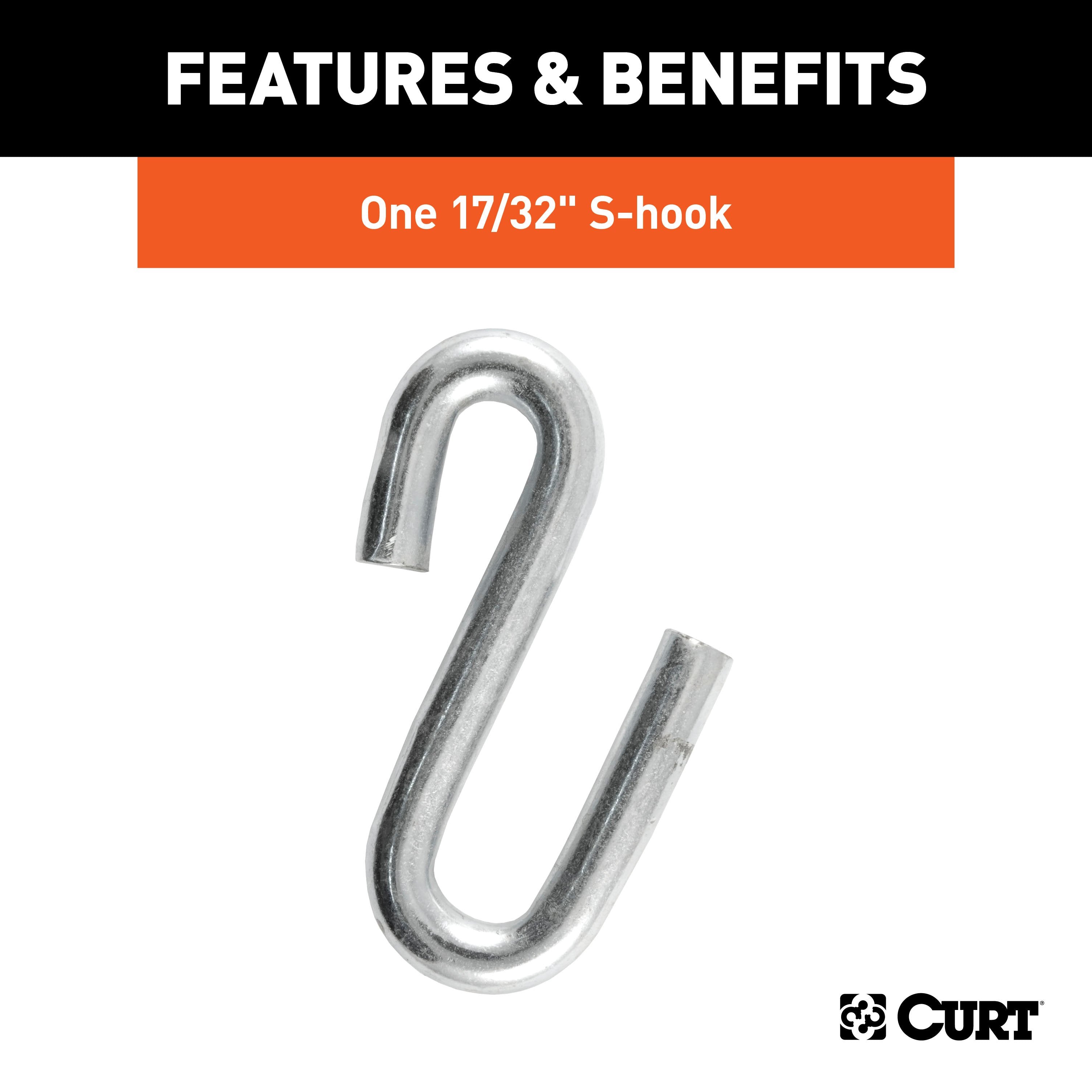 CURT 27-Inch Trailer Safety Chain with 17/32-In S-Hook, 7,000 lbs Break Strength Model 80300