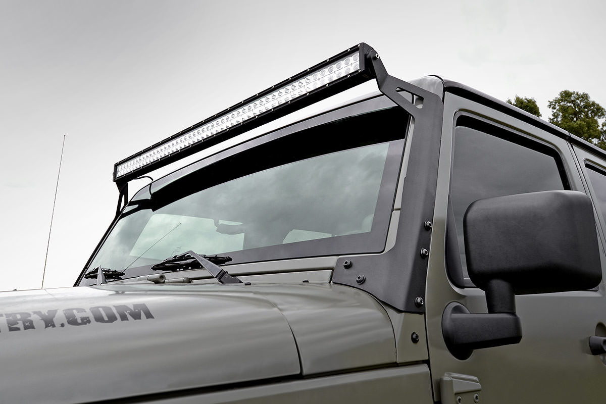 LED Light Kit Windshield 50 Inch Spectrum Dual Row Jeep Wrangler JK/Wrangler Unlimited (07-18) Rough Country
