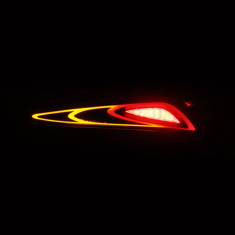 AlphaRex LUXX-Series FT-1 Style LED tail lights for 20-24 Toyota Supra in Alpha-Black finish, showcasing sleek design and bright illumination.
