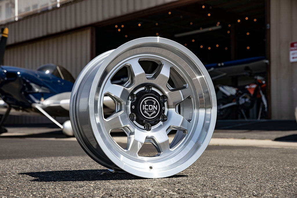 Nuevo 17 X 8.5 / 5 X 150 25MM Offset 5.75 Inch Back Space Sliver Machined, ICON Alloys
