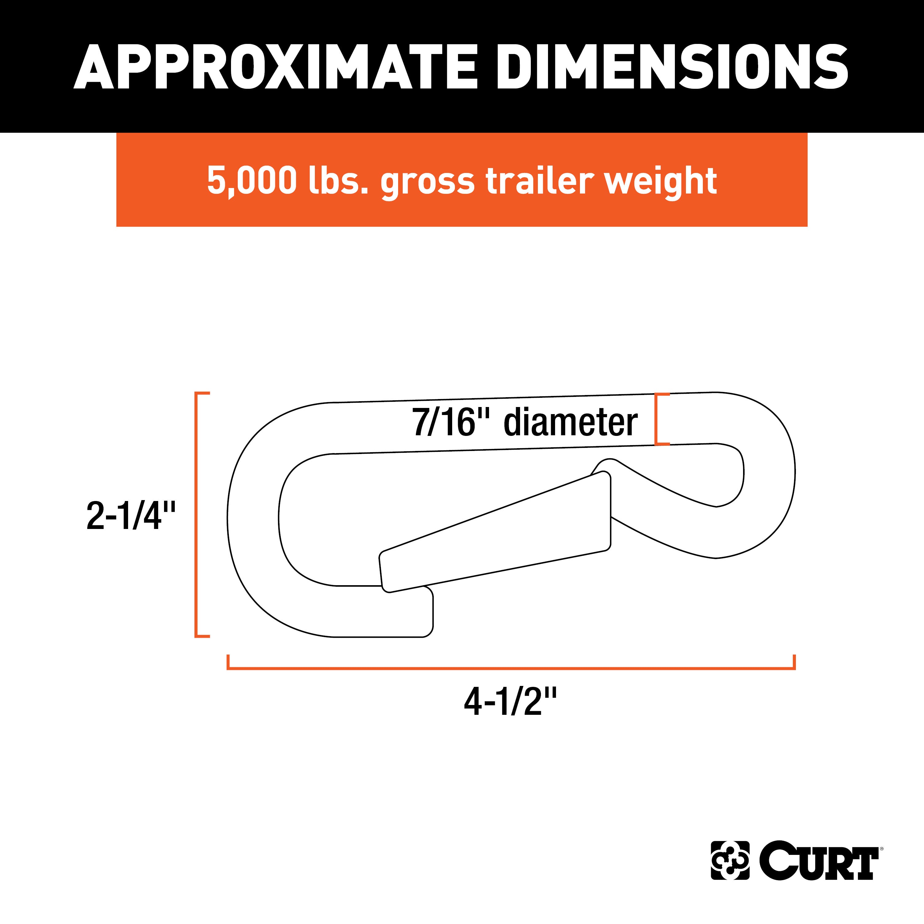 CURT Snap Hook Trailer Safety Chain Hook Carabiner Clip, 7/16-Inch Diameter, 5,000 lbs Model 81271
