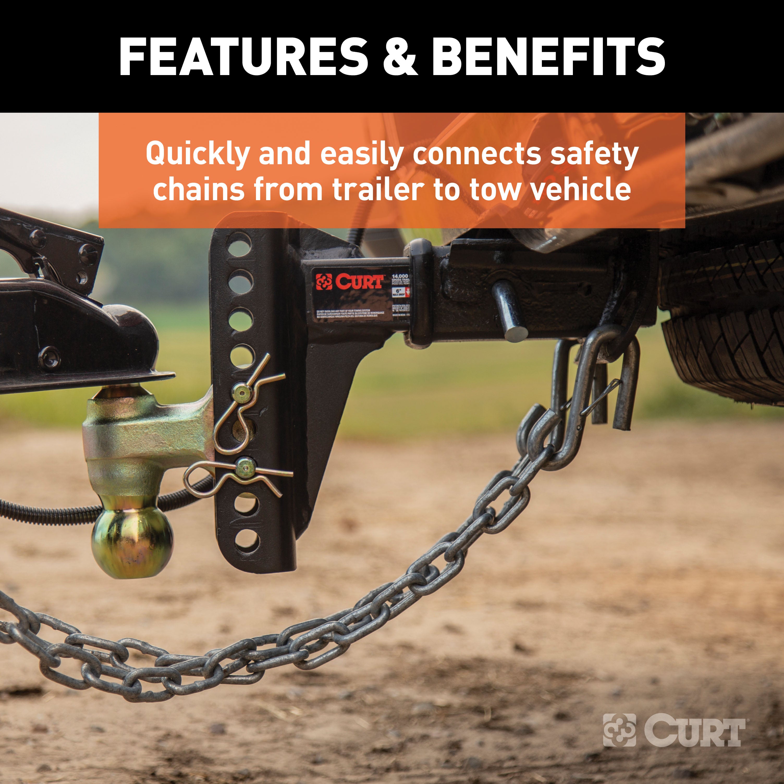 CURT 13/32-Inch Certified Trailer Safety Chain S-Hook with Latch, 3,500 lbs Model 81840