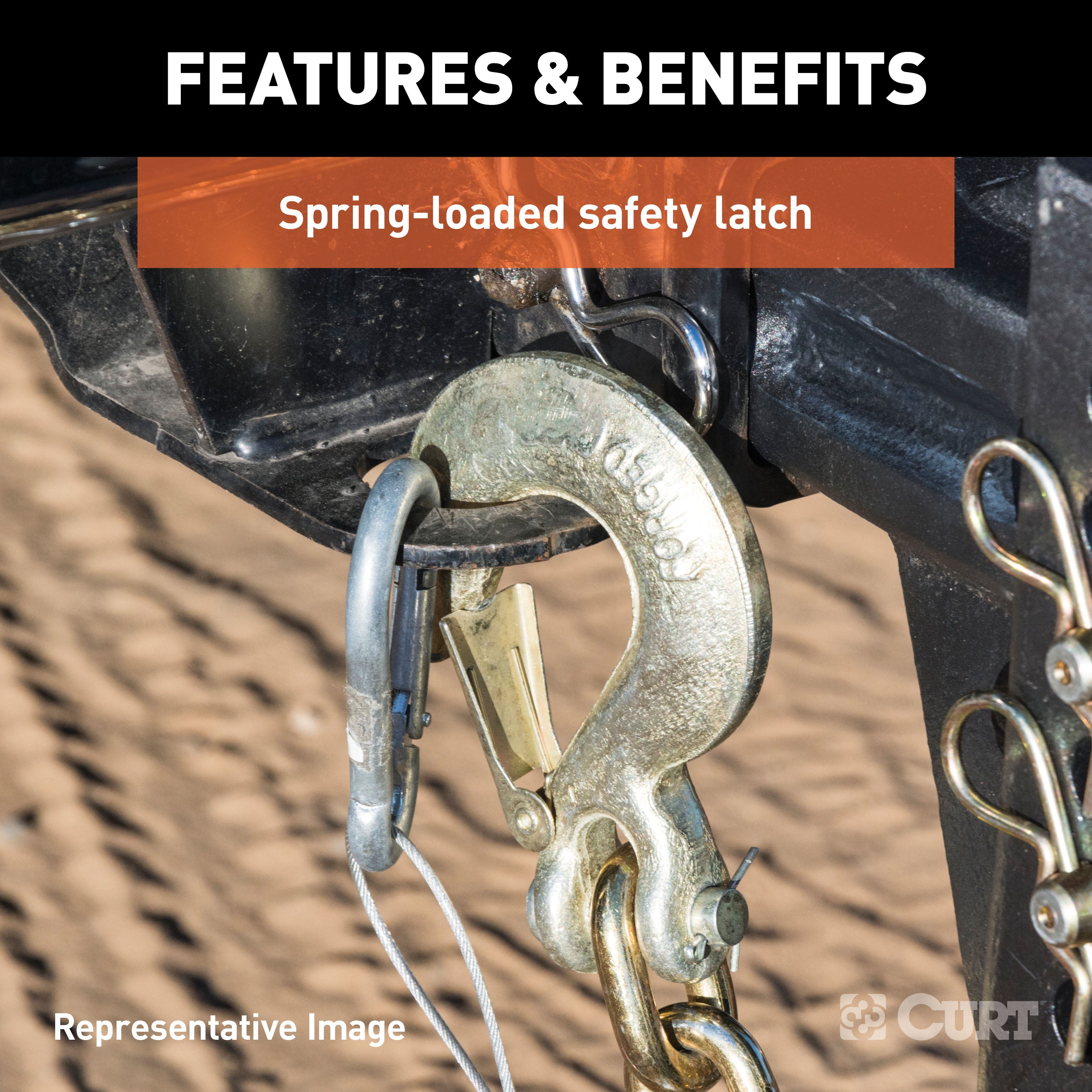 CURT 1/2-Inch Forged Steel Clevis Slip Hook with Safety Latch, 35,000 lbs, 1-1/4-In Opening, 1/2" Pin Model 81910
