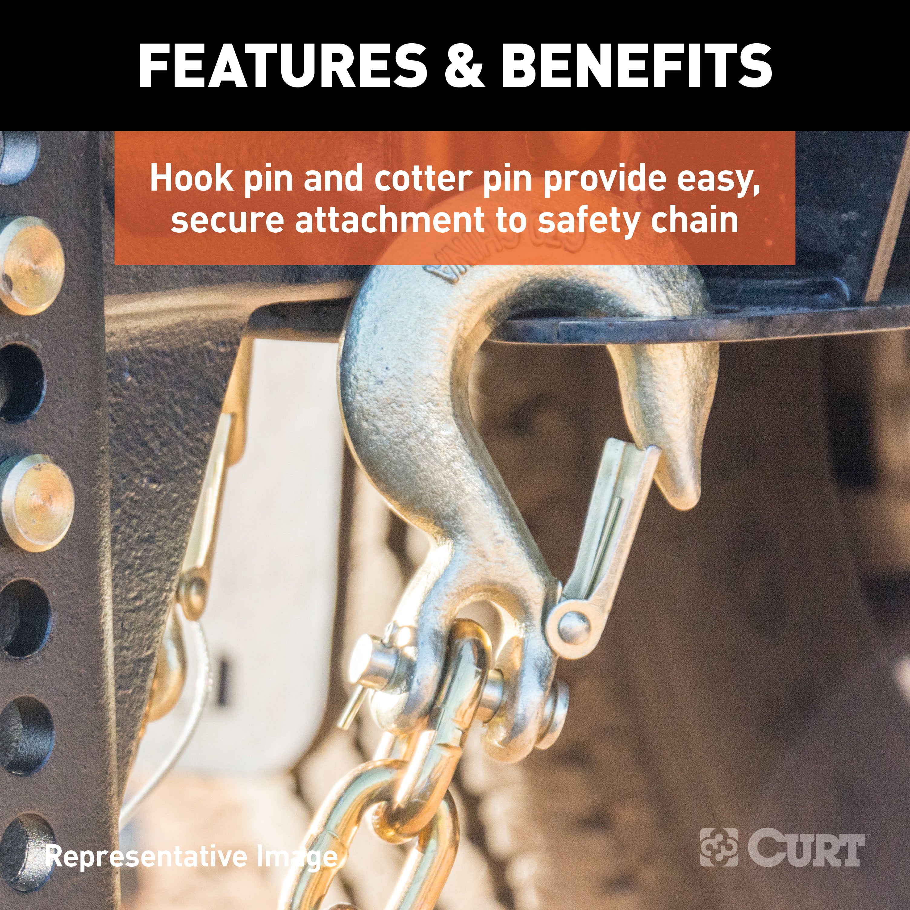 CURT 1/2-Inch Forged Steel Clevis Slip Hook with Safety Latch, 35,000 lbs, 1-1/4-In Opening, 1/2" Pin Model 81910