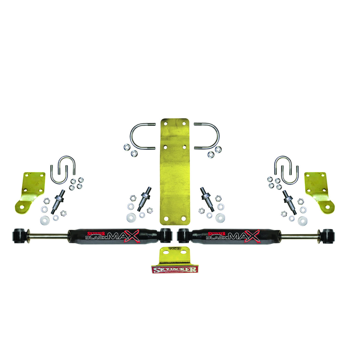 Steering Stabilizer Dual Kit Incl. Black Max Steering Dampners Brackets Hardware For Use w/HD Tie Rod PN JK717TR Or Other Aftermarket Tie Rod Using 1.75 Inch OD Black Skyjacker