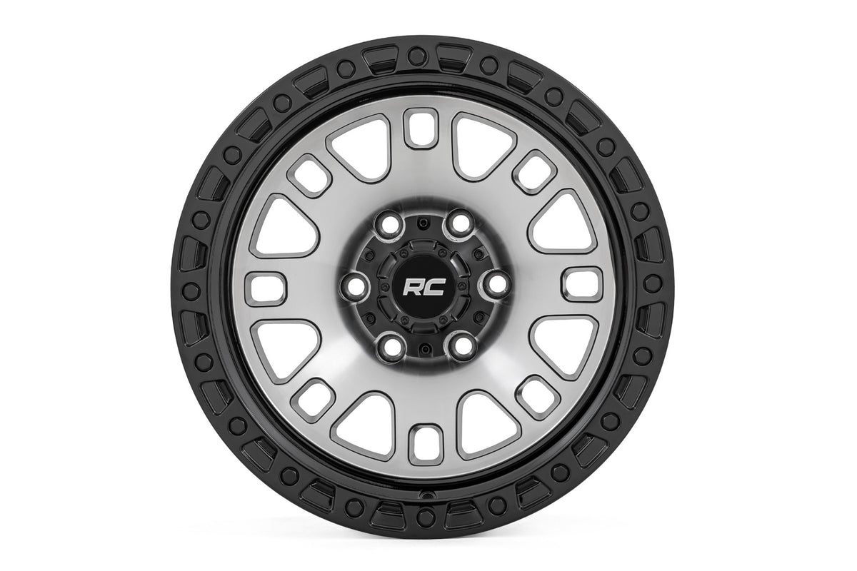 82 Series Wheel One-Piece Machined Semi Gloss Black 17x9 5x4.5 -12mm Rough Country