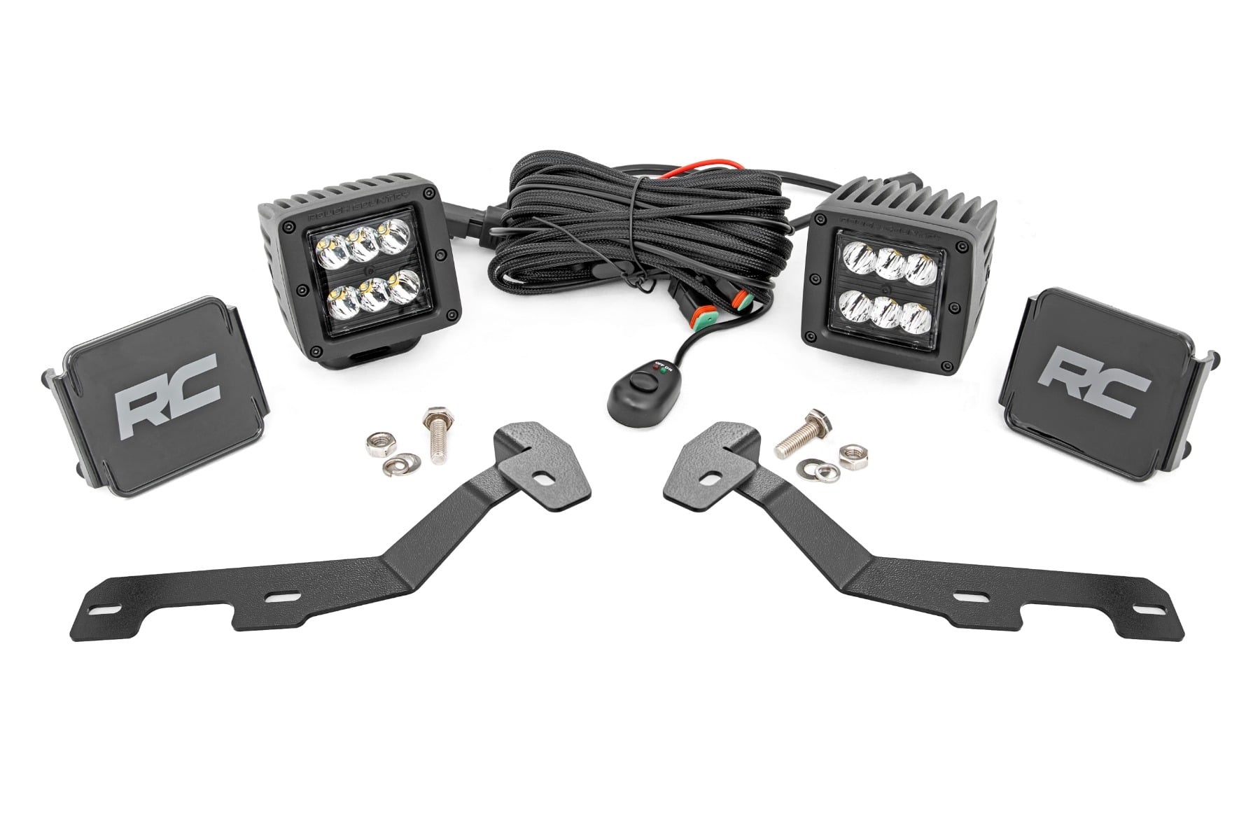 LED Light Kit Ditch Mount 2 Inch Black Pair Spot Ram 1500 2WD/4WD (19-26) Rough Country