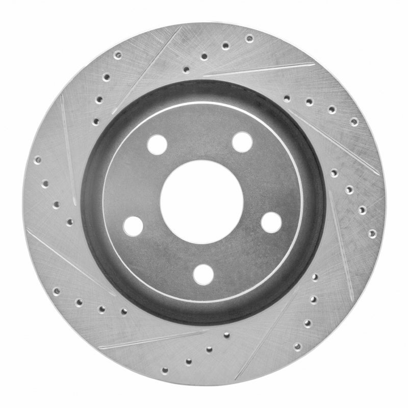 R1 12-18 Jeep Wrangler Front Left Drilled & Slotted Silver Brake Rotor