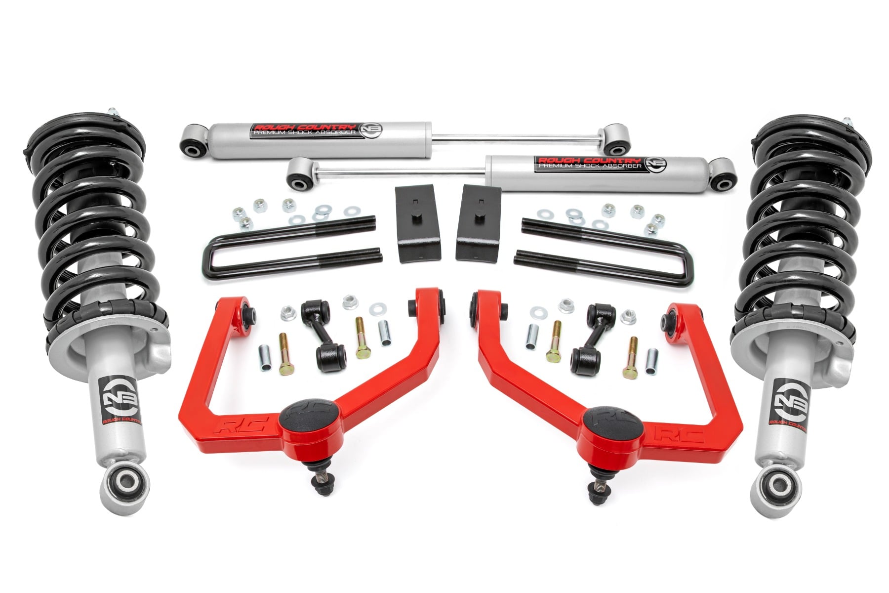 3 Inch Lift Kit N3 Struts & Shocks Red Nissan Titan 4WD (2017-2024) Rough Country