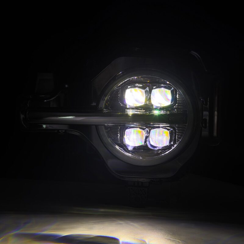 AlphaRex NOVA LED projector headlights for 21-23 Ford Bronco in alpha-black with sequential signals and DRL.