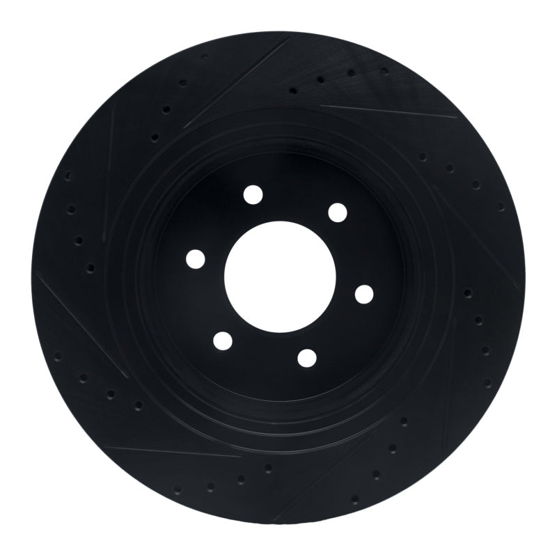 R1 16-24 Nissan Titan XD Front Right Drilled & Slotted Black Brake Rotor
