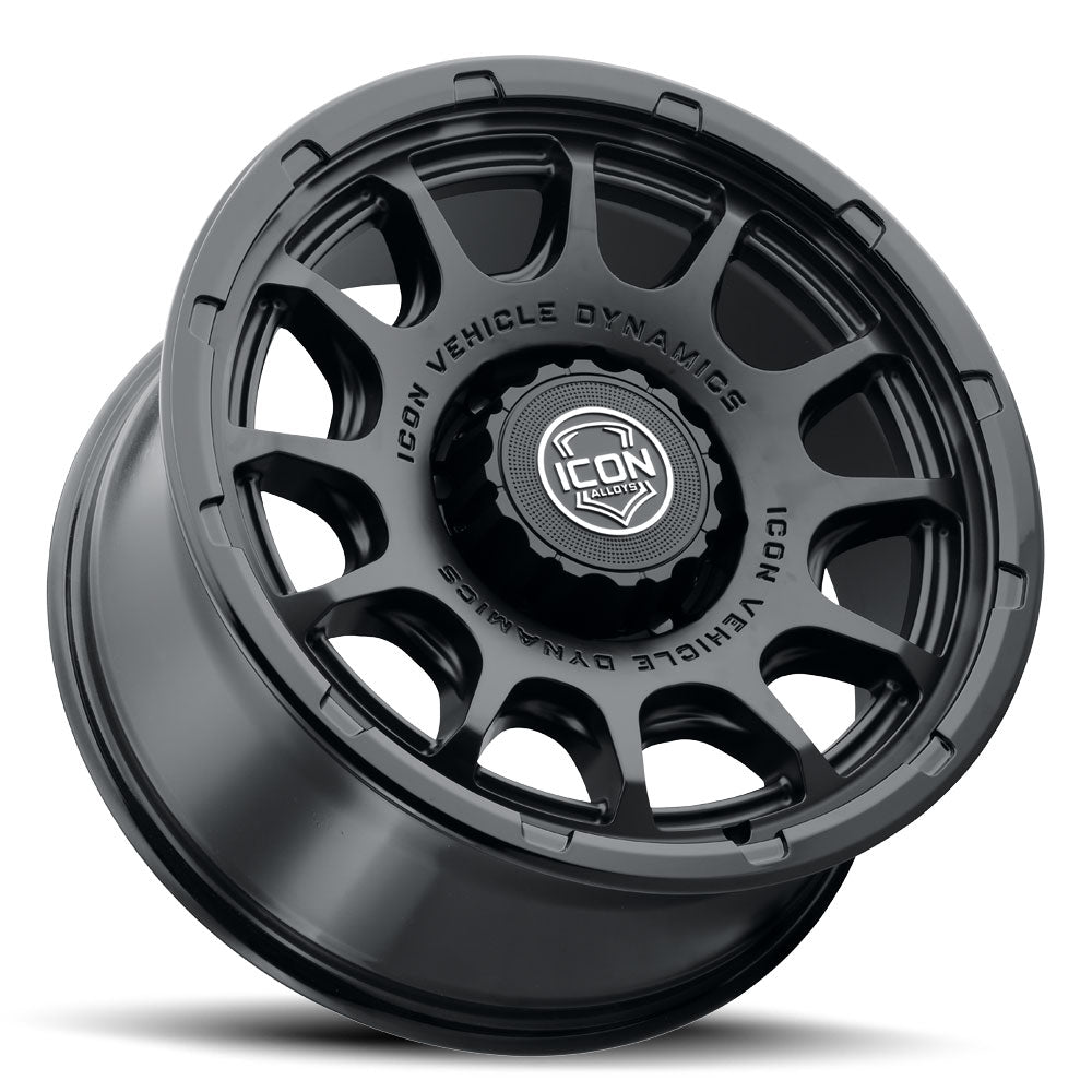 Rancho 20 X 9 / 8 X 6.5 12MM Offset 5.5 Inch Back Space Double Black, ICON Alloys