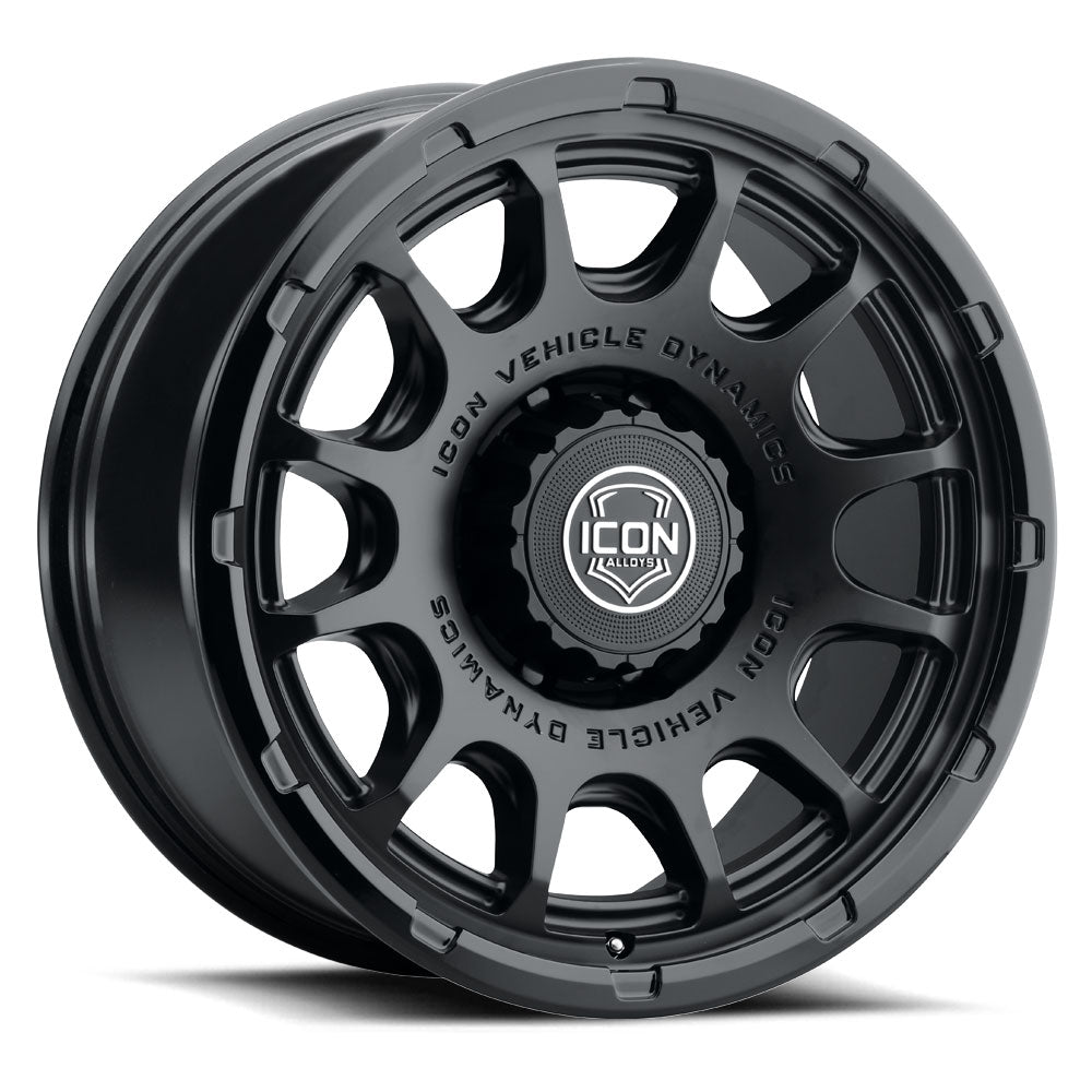 Rancho 20 X 9 / 8 X 180 12MM Offset 5.5 Inch Backspace Double Black, ICON Alloys
