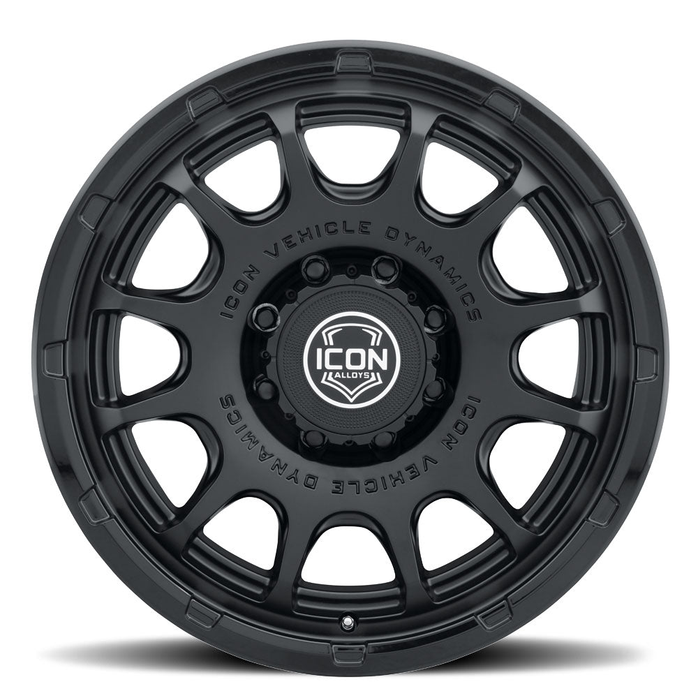 Rancho 20 X 9 / 8 X 180 12MM Offset 5.5 Inch Backspace Double Black, ICON Alloys