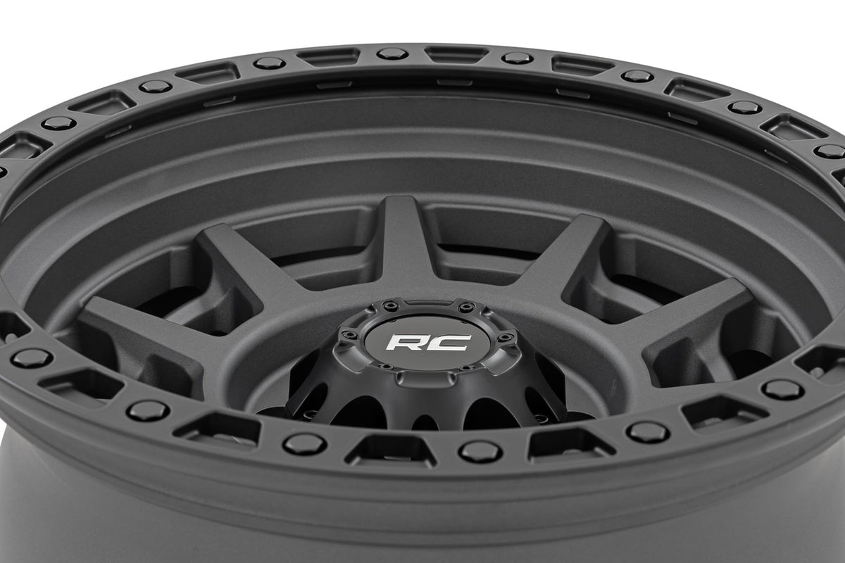 85 Series Wheel Simulated Beadlock Gunmetal Gray/Black 17x9 6x5.5 +25mm Rough Country