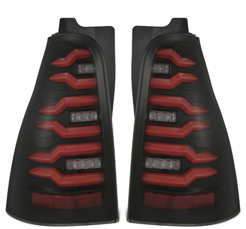 AlphaRex LUXX-Series LED tail lights for 03-09 Toyota 4Runner in black and red, featuring a modern design with enhanced visibility.