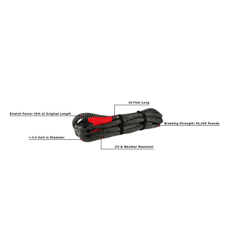 BulletProof Hitches Extreme Duty 1-1/4" x 30' Kinetic Recovery Rope Model EDKINETICROPE