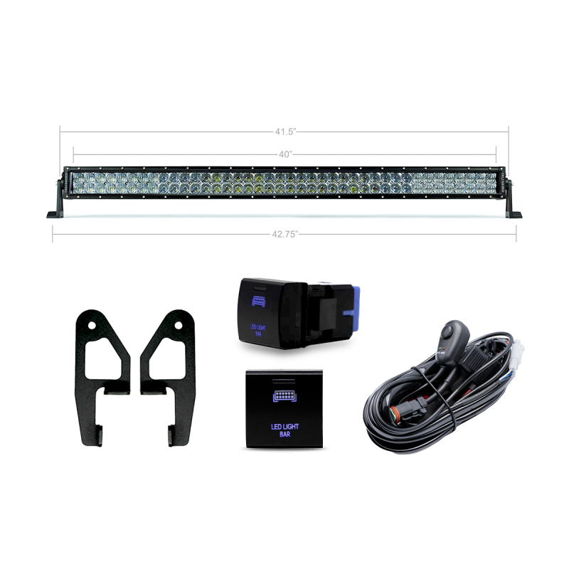 Cali Raised 2024+ Toyota Tacoma Premium RoofRack Front Light Bar Kit - 42In White DualRow Spotam OEM