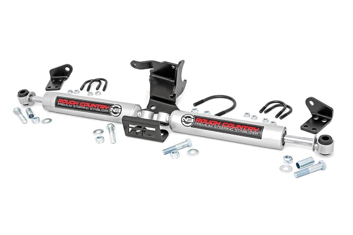 N3 Steering Stabilizer Dual 2.5-8 Inch Lift Jeep Gladiator JT/Wrangler JL (18-26) Rough Country
